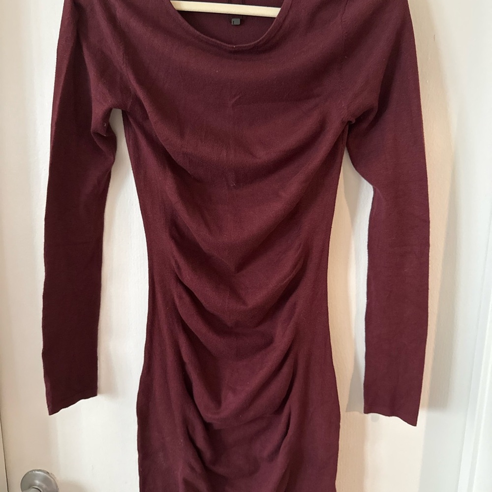 Express Elegant Burgundy Long Sleeve Sweater Dress
